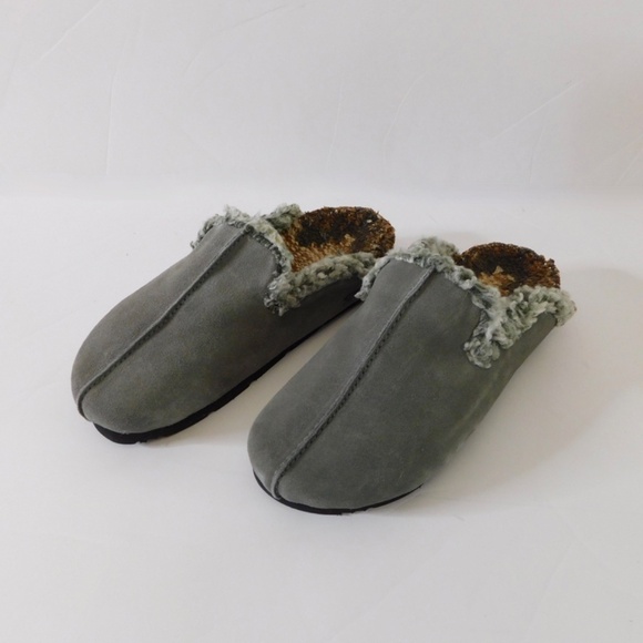 NWT!! New in Box FREE PEOPLE Damon Cozy Mules Gray Suede Slate Faux Fur 36.5 6 - Picture 6 of 15